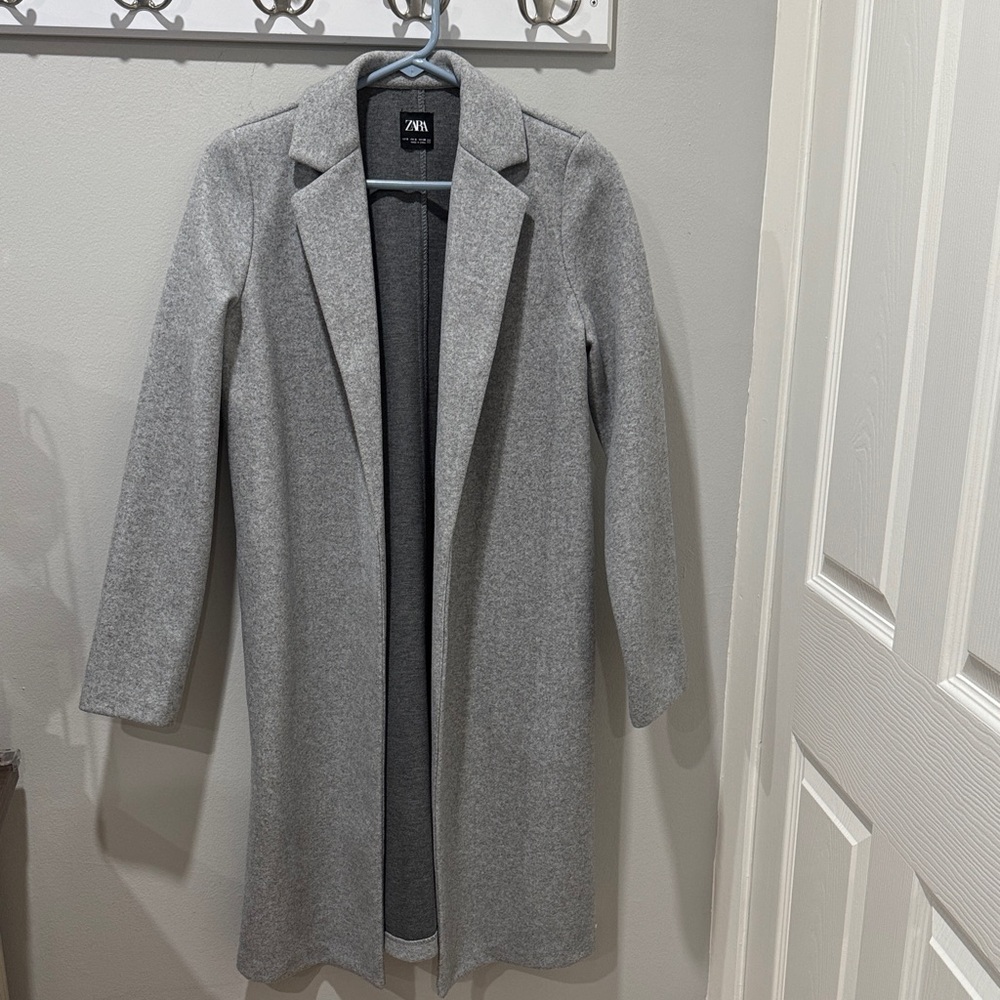 Zara Gray Long Blazer Coat
